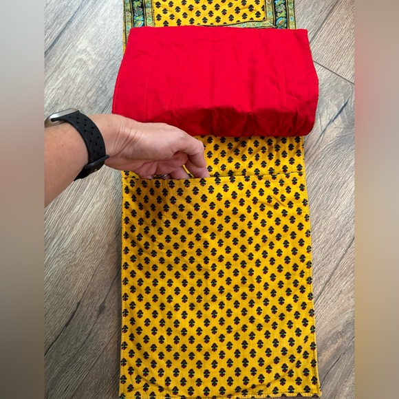 French Country Fabric Hanging Wall Organizer Mustard Provincial Print (11x30”) - Picture 6 of 16